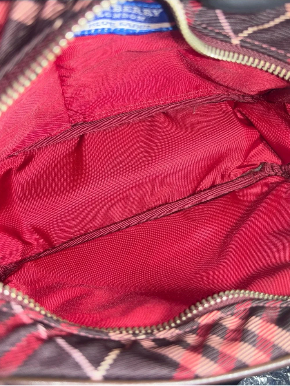 Burberry Maroon Nova Check Camera Bag Crossbody Great Condition